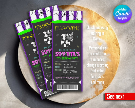 Beetlejuice Halloween customizable invitation template | Share or Print |  | DP107