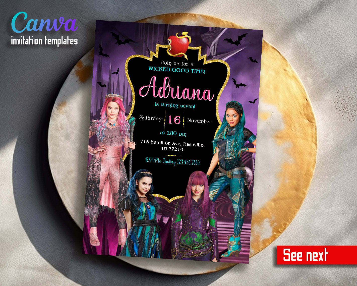 Descendants Disney customizable invitation template | Share or Print |  | HN404