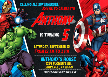 Avengers Marvel Superhero customizable invitation template | Share or Print | boy | WS356