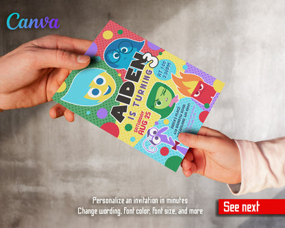 Inside Out 2 customizable invitation template | Share or Print |  | HN908