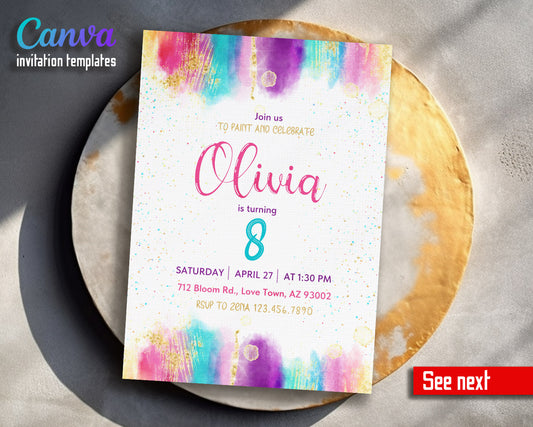 Art Party customizable invitation template | Share or Print | girl | BA195