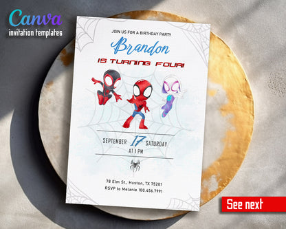 Spidey and His Amazing Friends customizable invitation template | Share or Print | boy | DU804