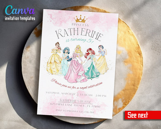 Disney Princess  customizable invitation template | Share or Print | girl | MK305