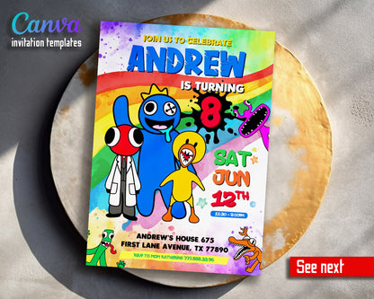 Rainbow Friends  customizable invitation template | Share or Print |  | JR465