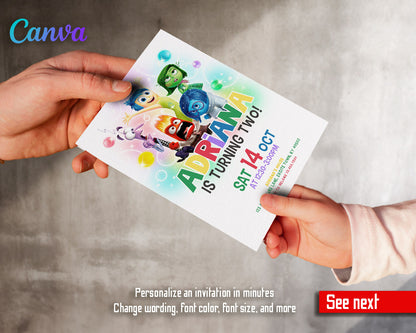 Inside Out 2 customizable invitation template | Share or Print |  | IP662