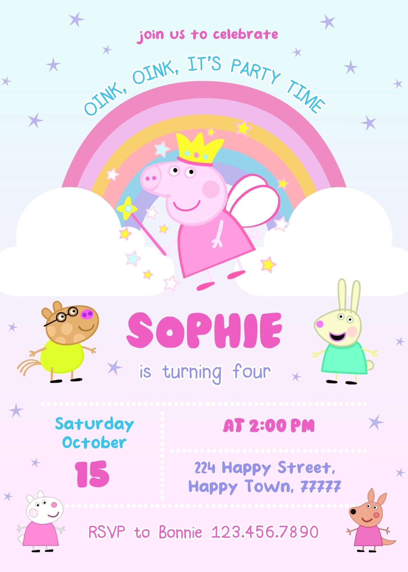 Peppa Pig customizable invitation template | Share or Print | girl | OL529