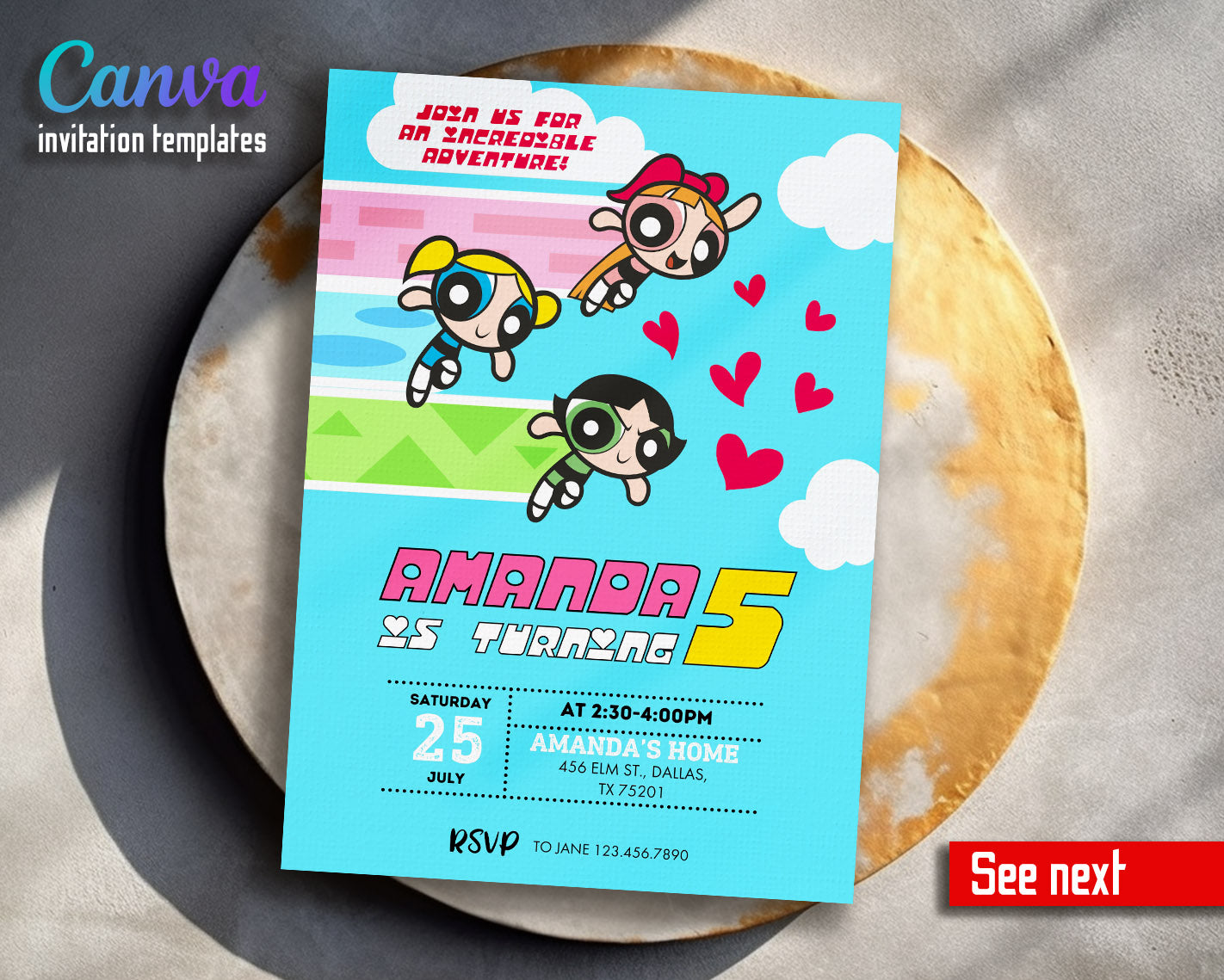 The Powerpuff Girls customizable invitation template | Share or Print | girl | RG682