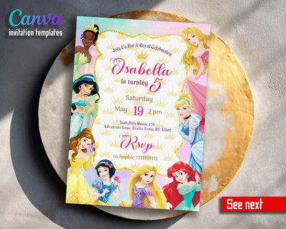 Disney Princess  customizable invitation template | Share or Print | girl | QU032