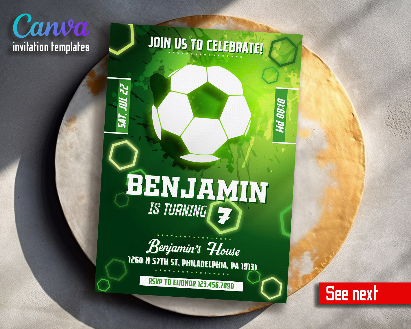 Soccer Champion League FC customizable invitation template | Share or Print | boy | QL789