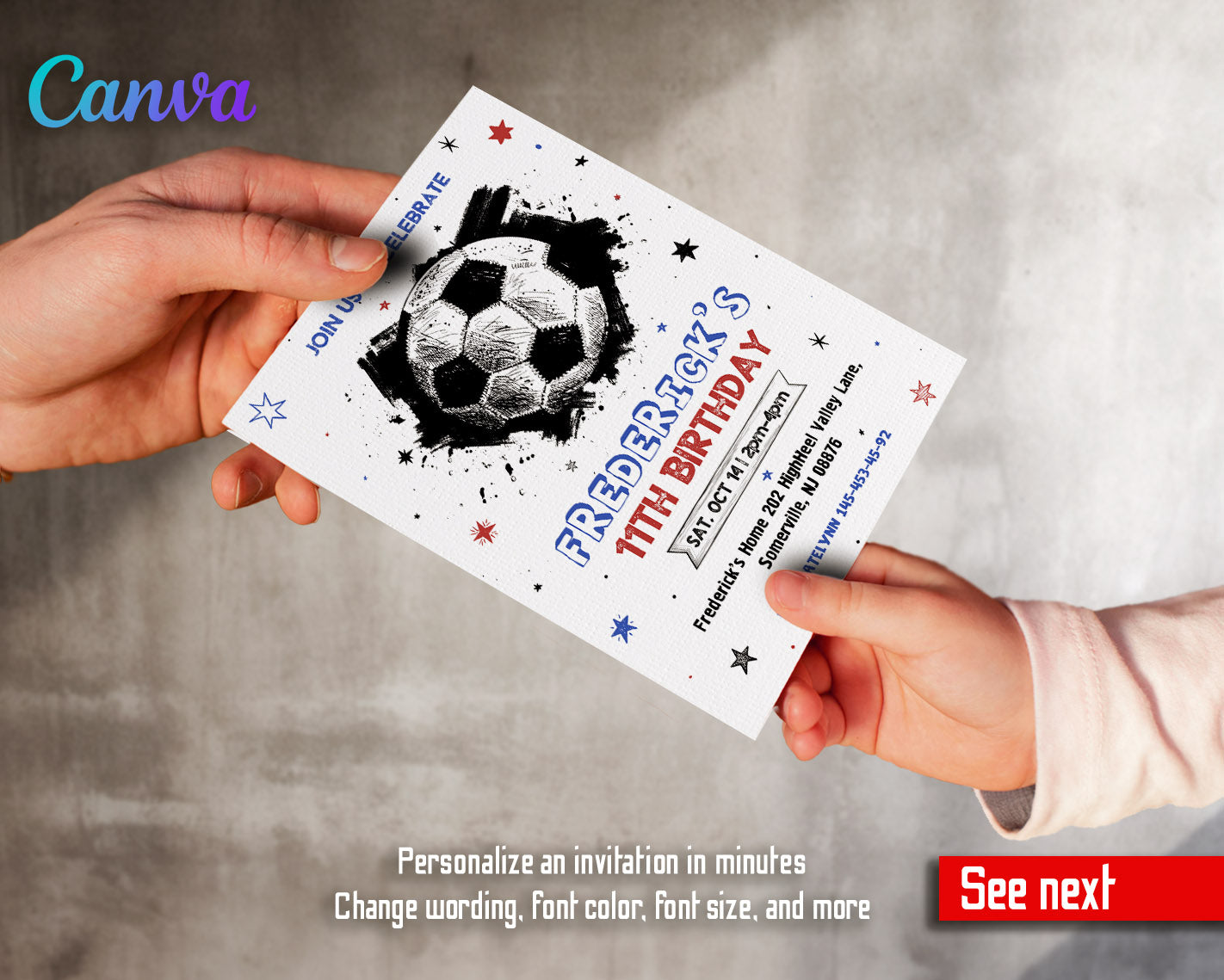 Soccer Champion League FC customizable invitation template | Share or Print | boy | XY120