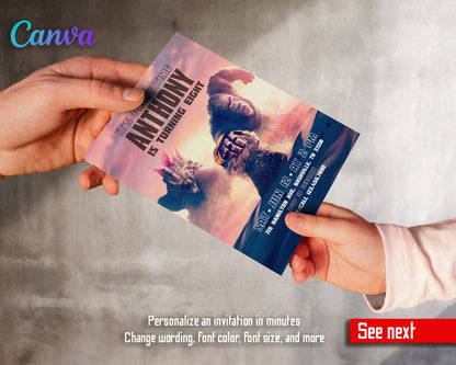 Godzilla X King Kong  customizable invitation template | Share or Print |  | OA349