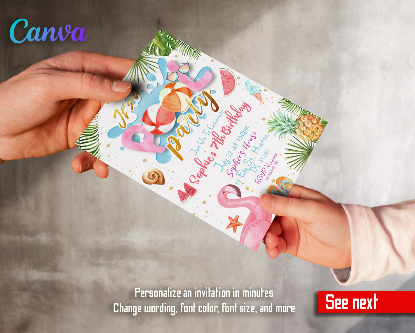 Pool Party customizable invitation template | Share or Print |  | IG319