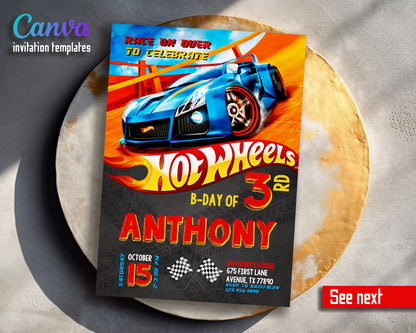 Hot Wheels Racing  customizable invitation template | Share or Print | boy | ML294