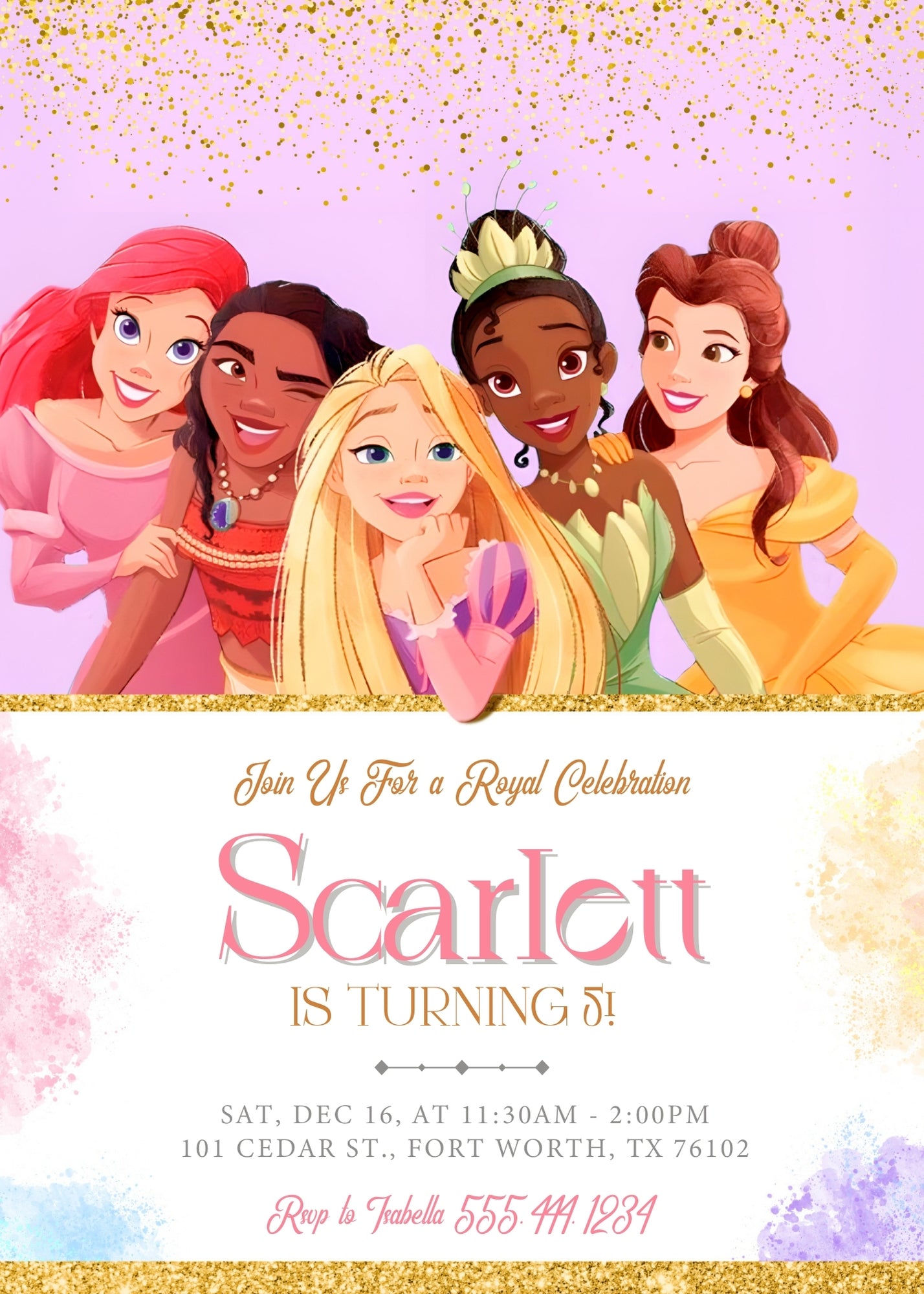 Disney Princess  customizable invitation template | Share or Print | girl | JQ314