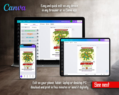 Teenage Mutant Ninja Turtles  customizable invitation template | Share or Print | boy | YZ655