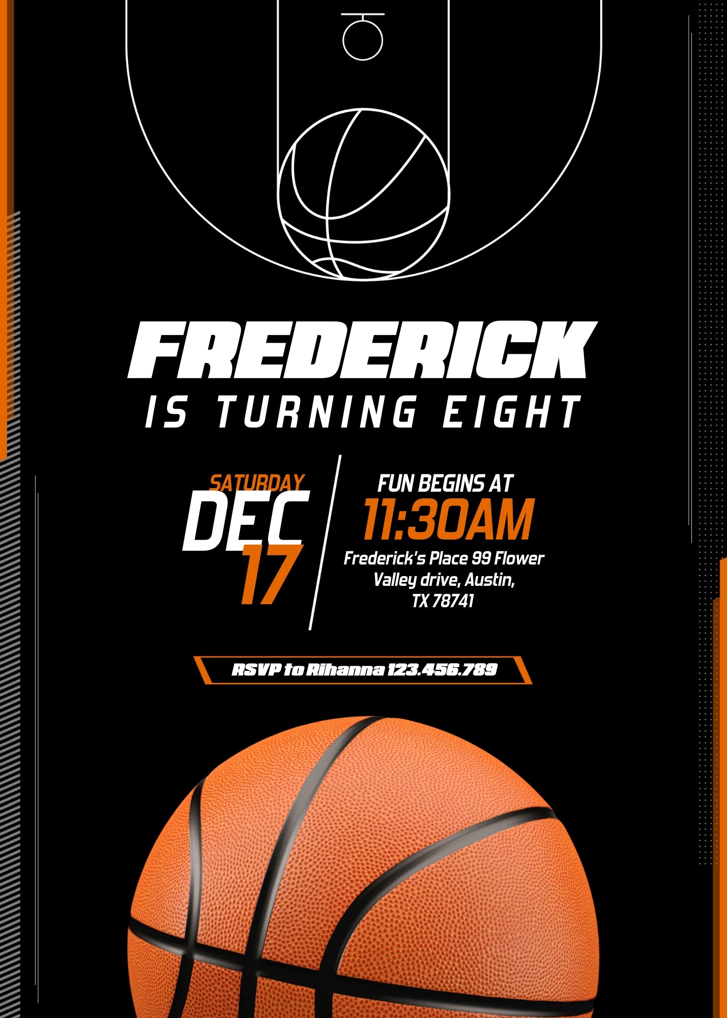 Basketball NBA Slam Dunk  customizable invitation template | Share or Print | boy | HF705