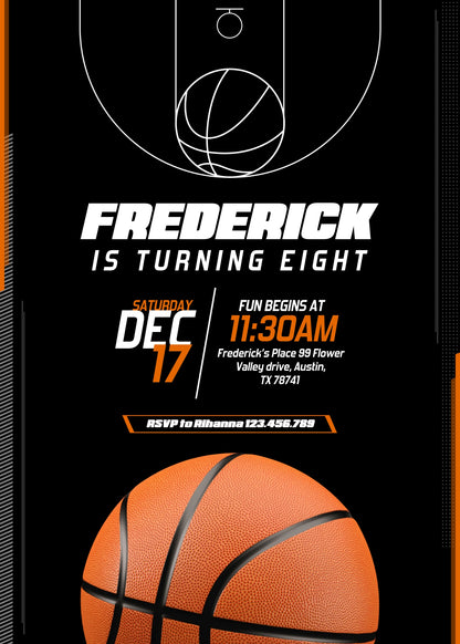 Basketball NBA Slam Dunk  customizable invitation template | Share or Print | boy | HF705