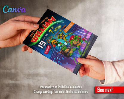 Teenage Mutant Ninja Turtles Mutant Mayhem customizable invitation template | Share or Print | boy | ZR104