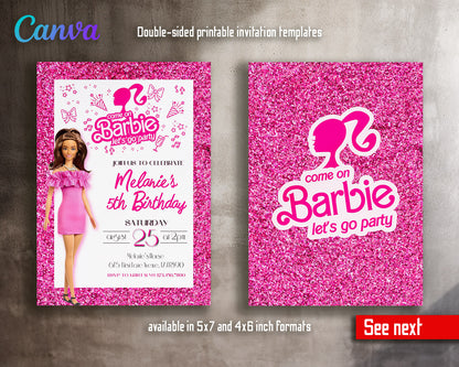 Barbie Pink  customizable invitation template | Share or Print | girl | LY741