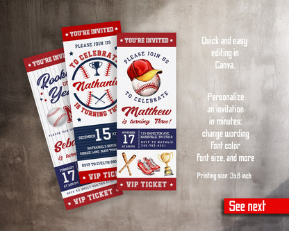 Baseball MLB Sport customizable invitation template | Share or Print | boy | XB639