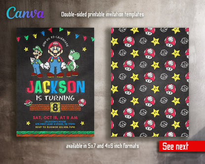 Super Mario Bros  customizable invitation template | Share or Print |  | GG030