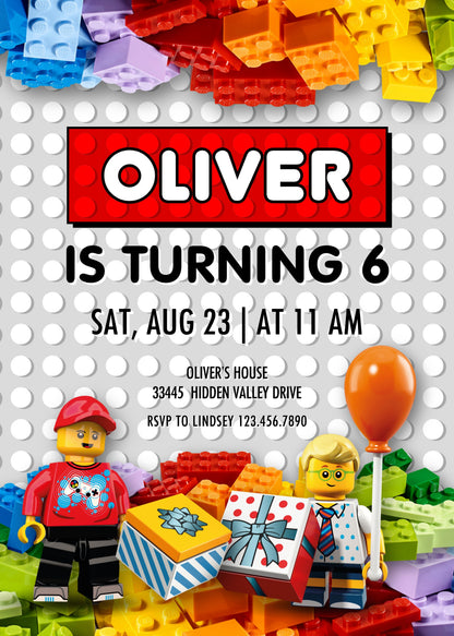 Lego Minifigures  customizable invitation template | Share or Print |  | RK639