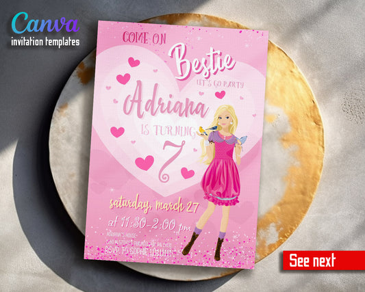 Barbie Pink  customizable invitation template | Share or Print | girl | CK158