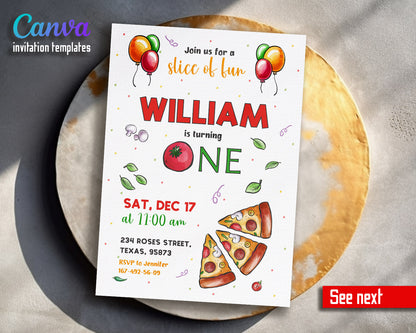 Pizza 1st Party customizable invitation template | Share or Print |  | OX441