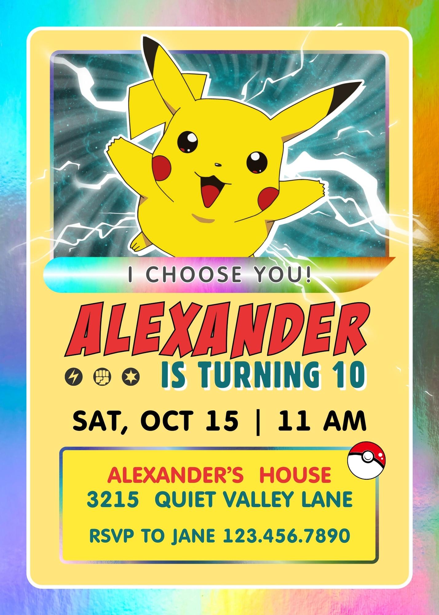 Pokemon customizable invite template | instant download | Share or Print | AK942