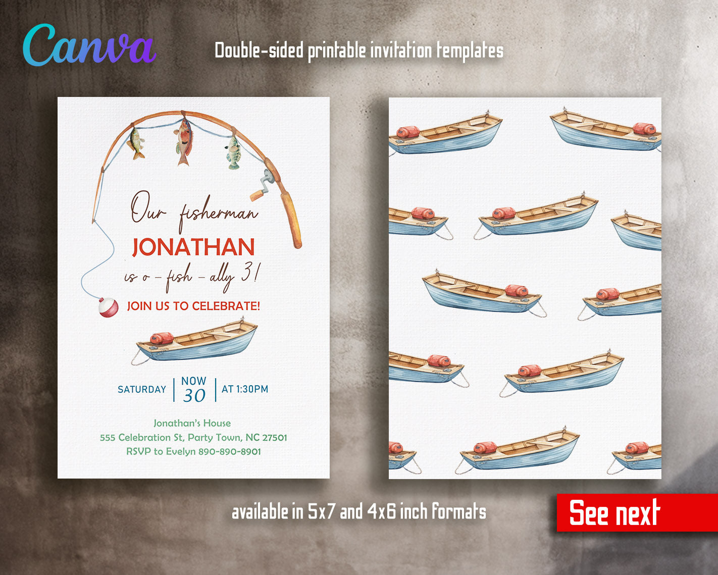 Fishing O-Fish-Ally customizable invitation template | Share or Print |  | JT052