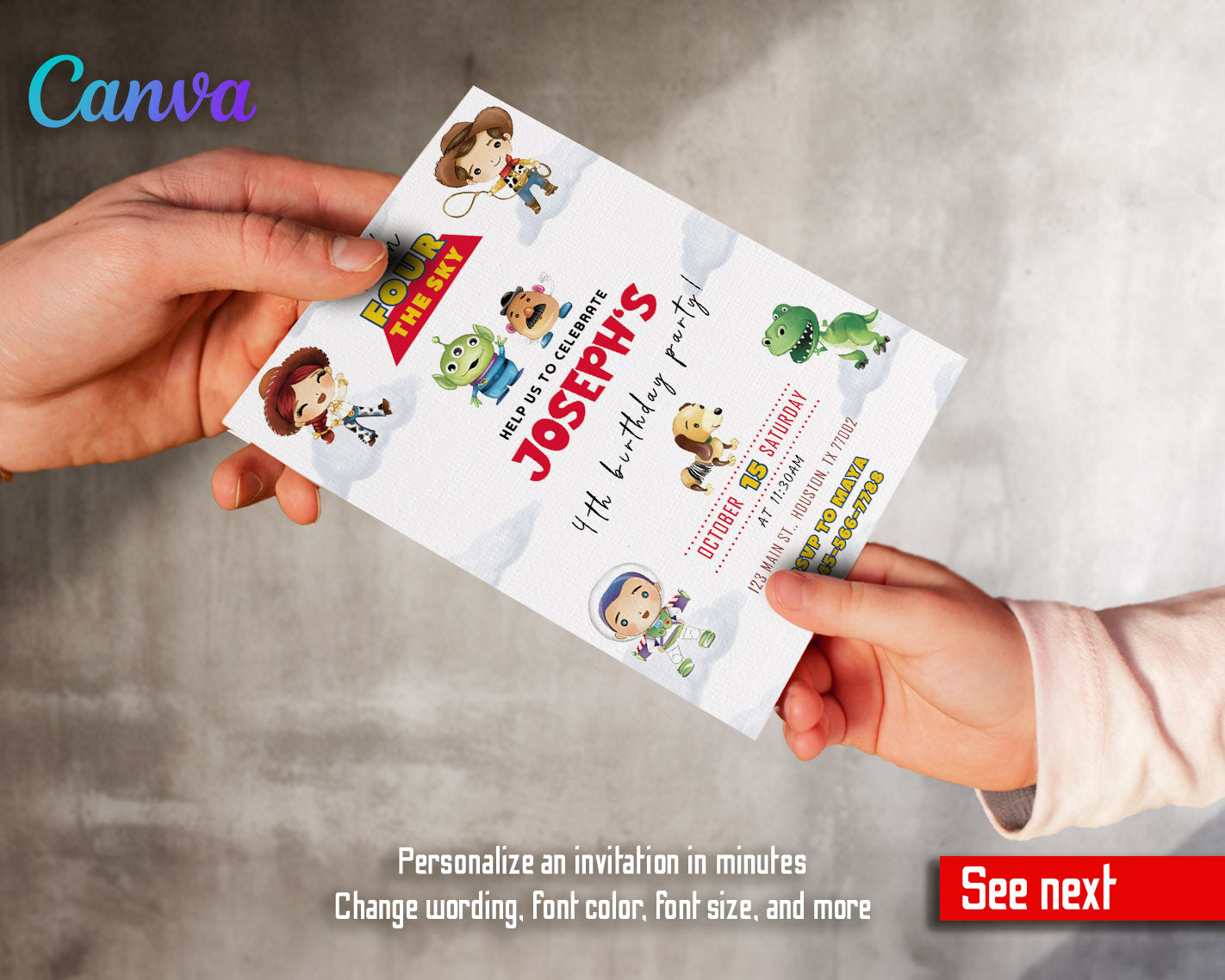 Toy Story Woody  customizable invitation template | Share or Print |  | OW225