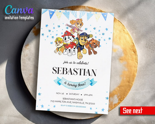 PAW Patrol customizable invitation template | Share or Print | | YC280