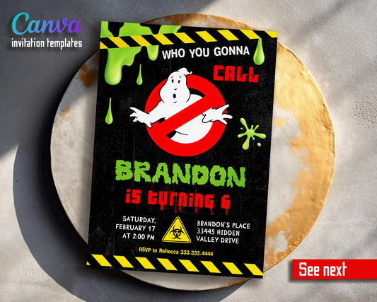 Ghostbusters customizable invitation template | Share or Print |  | PX238