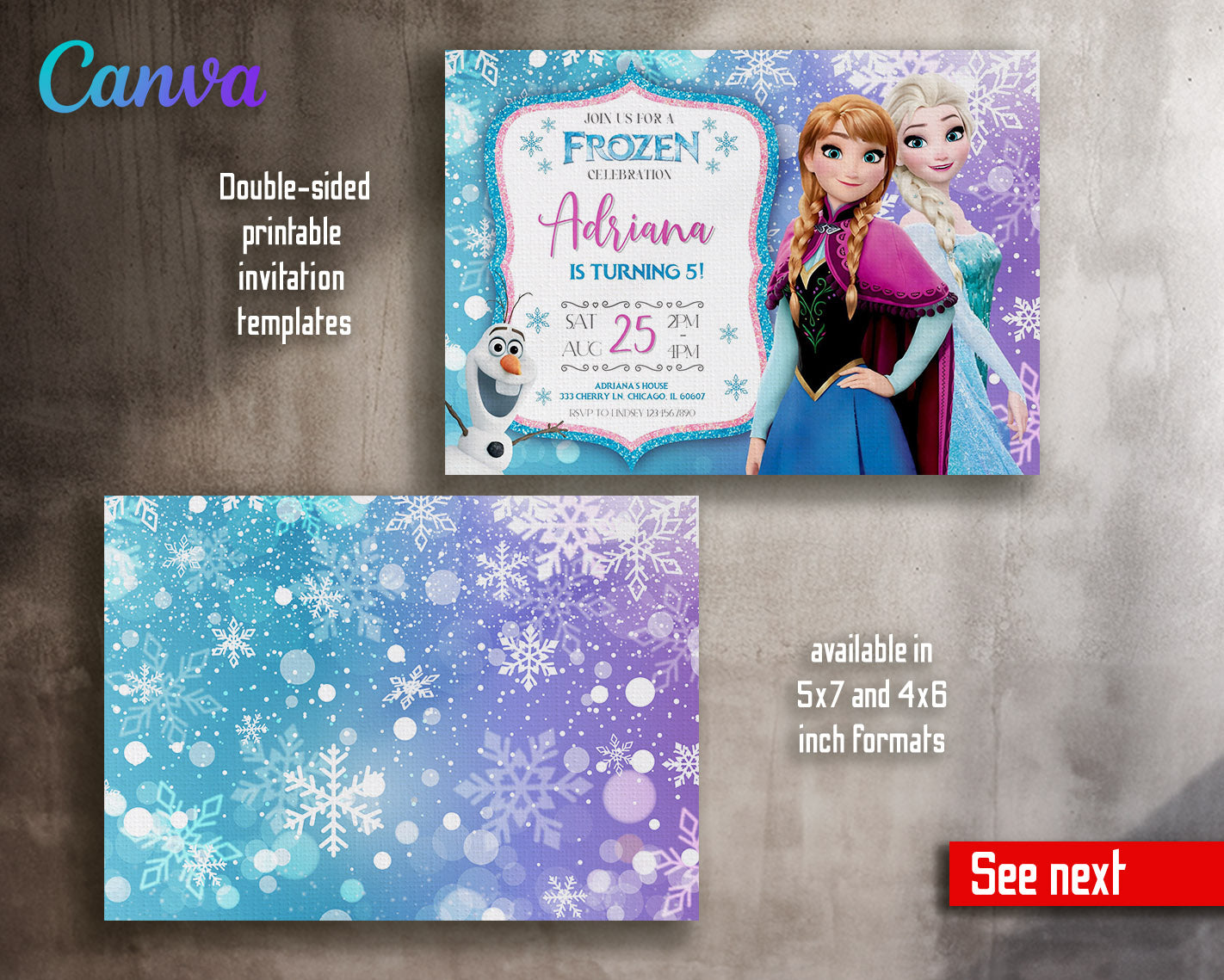 Frozen Elsa customizable invitation template | Share or Print | girl | TA278