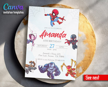 Spidey and His Amazing Friends customizable invitation template | Share or Print | boy | VM555