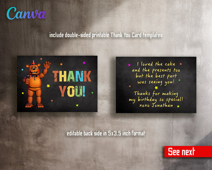 Five Nights at Freddy's customizable invitation template | Share or Print |  | JK025