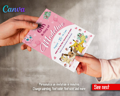 Pokemon Pikachu  customizable invitation template | Share or Print |  | ZG789