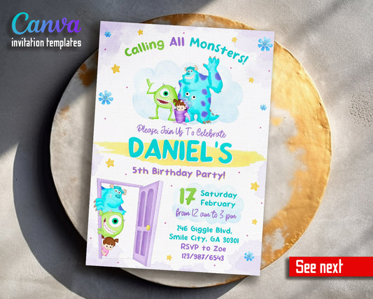 Monsters, Inc.  customizable invitation template | Share or Print |  | WC079