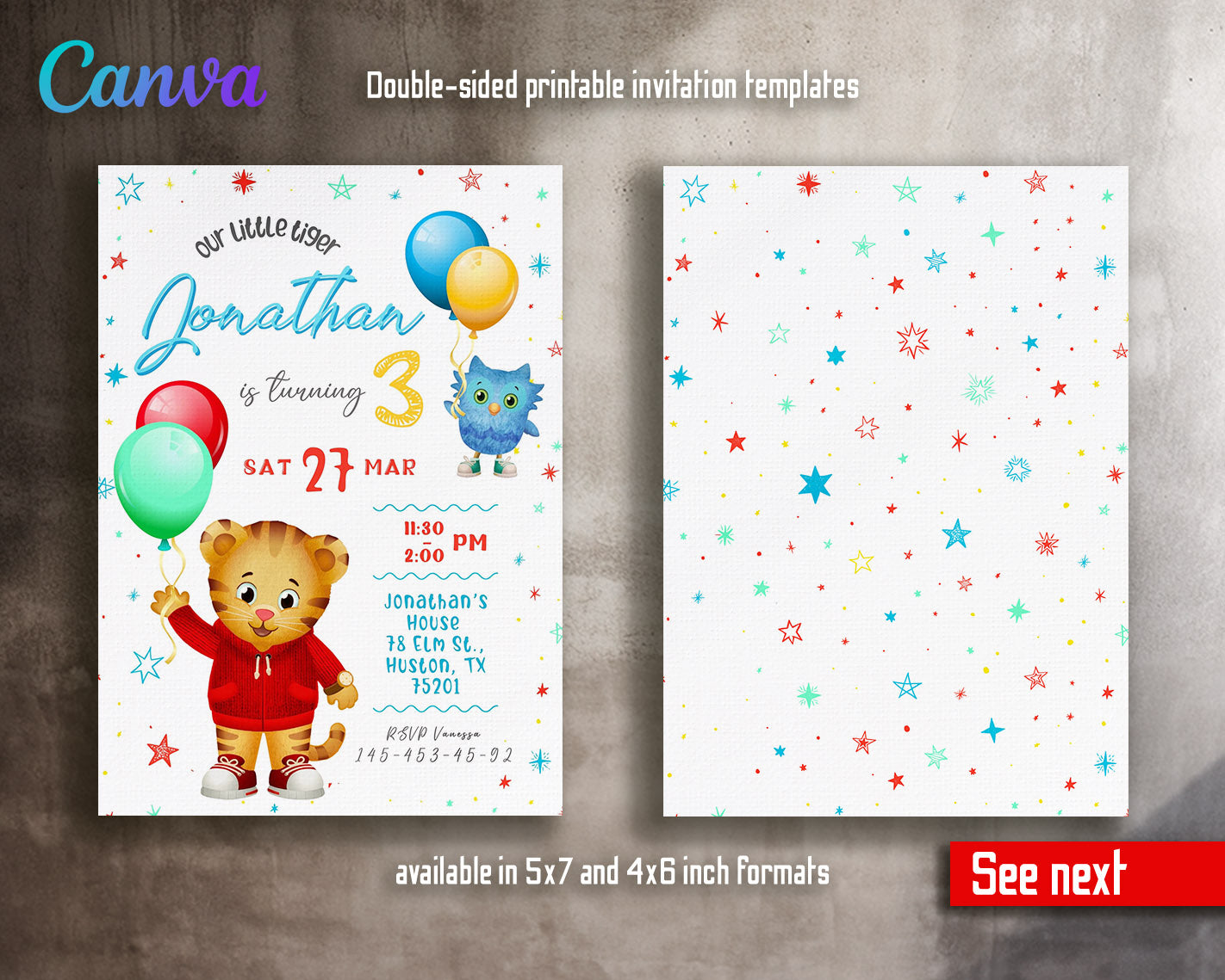 Daniel Tiger's Neighborhood  customizable invitation template | Share or Print |  | LM619