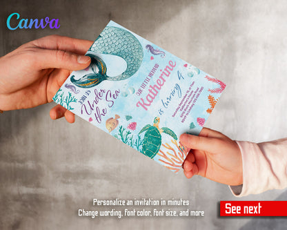 The Little Mermaid Ariel customizable invitation template | Share or Print | girl | XV726