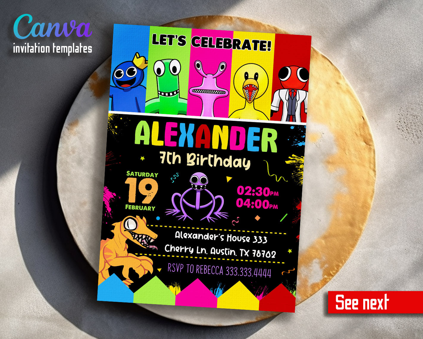 Rainbow Friends  customizable invitation template | Share or Print |  | CV763