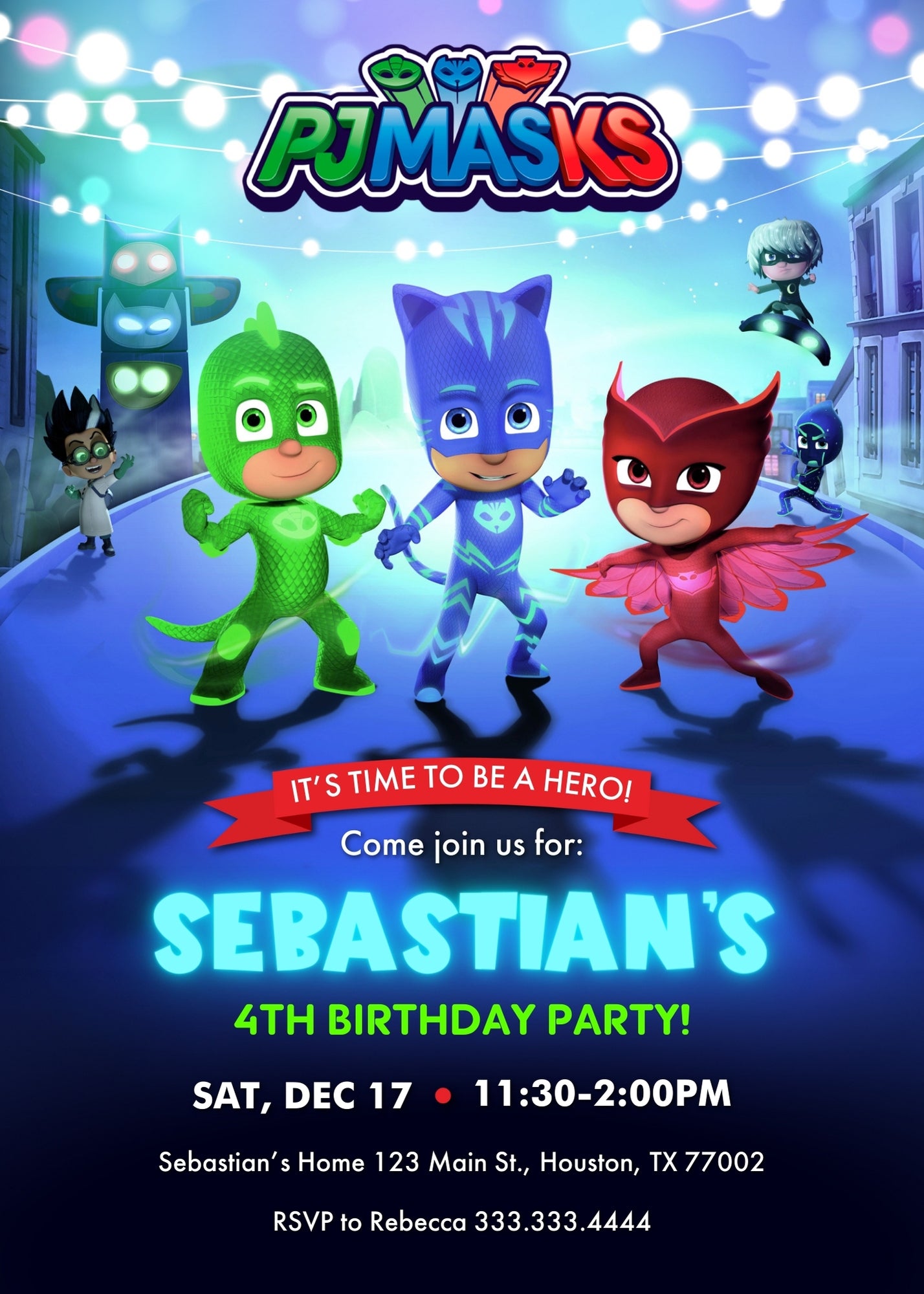 PJ Masks customizable invitation template | Share or Print | | EZ798