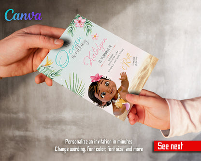 Moana Princess  customizable invitation template | Share or Print | girl | DW291