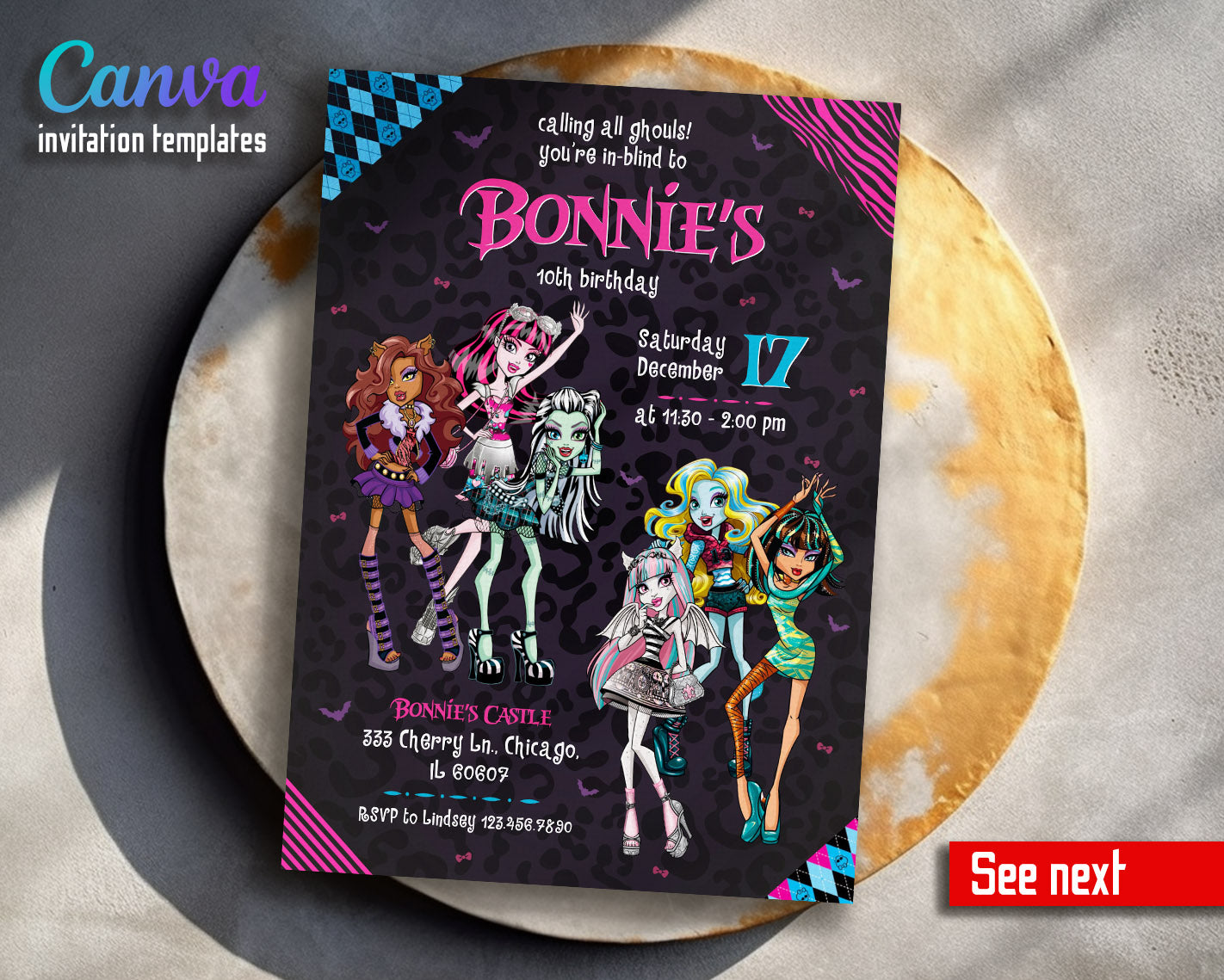 Monster High customizable invitation template | Share or Print | girl | CK396