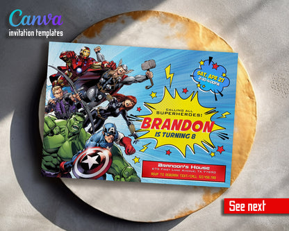 Avengers Marvel Superhero  customizable invitation template | Share or Print | boy | TQ567