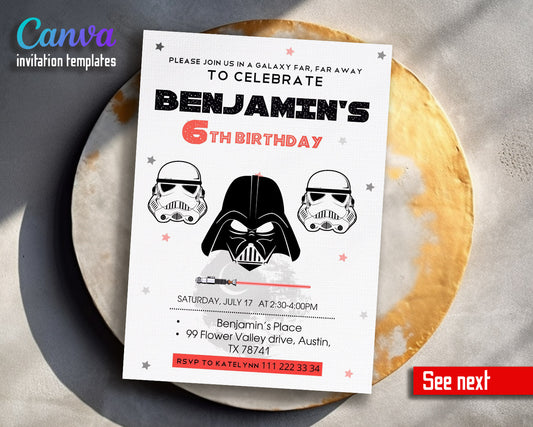 Star Wars Darth Vader  customizable invitation template | Share or Print | boy | MB325