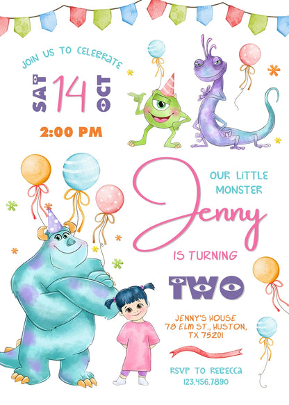 Monsters, Inc.  customizable invitation template | Share or Print |  | IY915