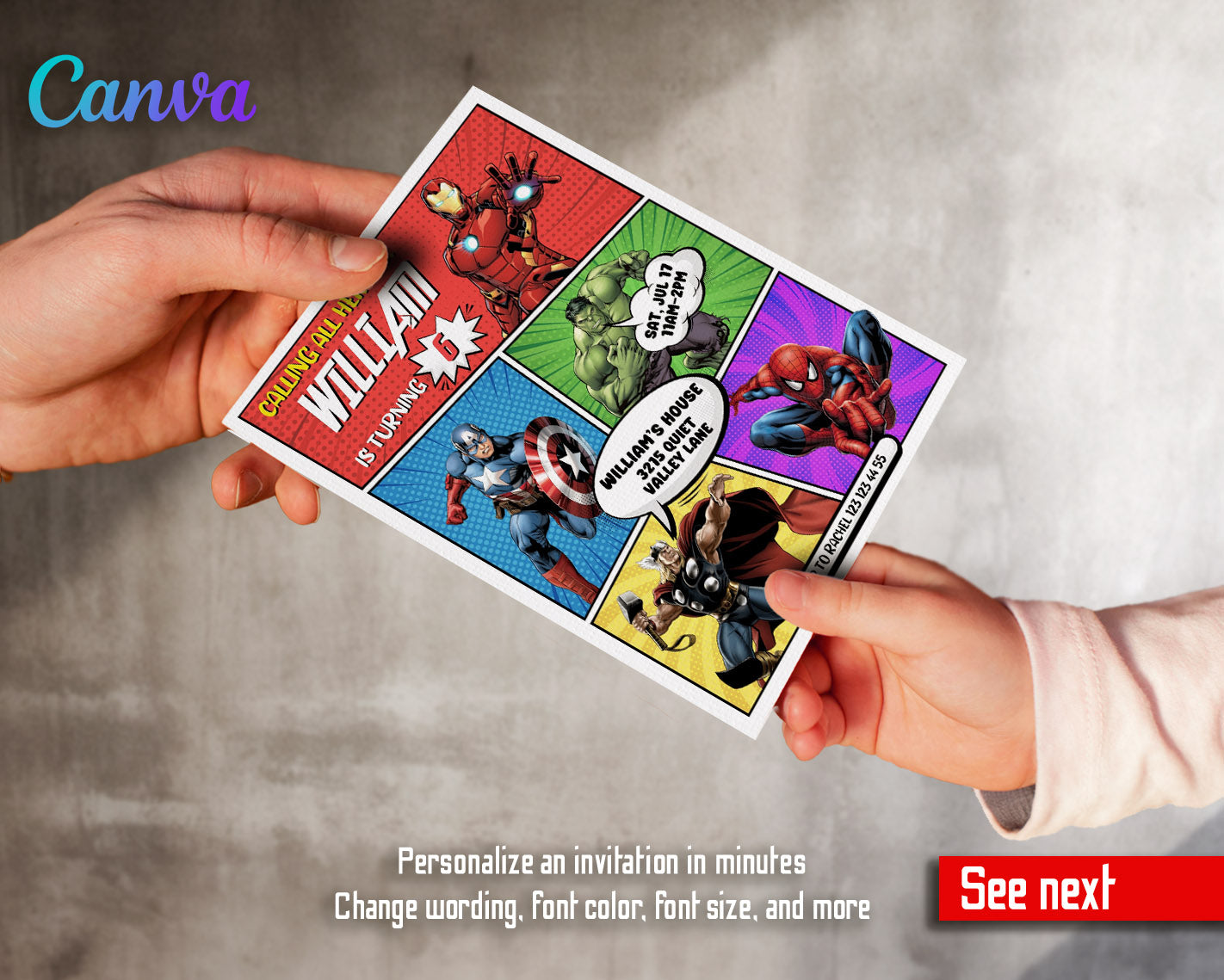 Avengers Marvel Superhero customizable invitation template | Share or Print | boy | CA462