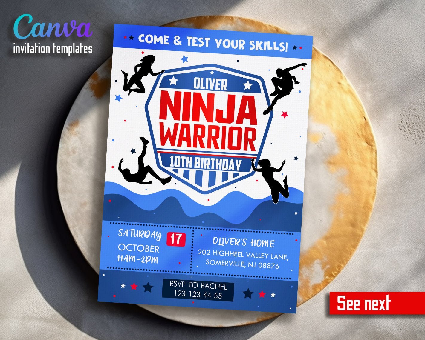 American Ninja Warrior customizable invitation template | Share or Print |  | TI959