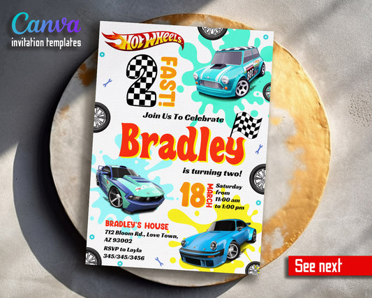 Hot Wheels Two Fast 2 Furious customizable invitation template | Share or Print | boy | YV890